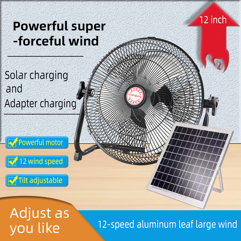 Panel Power Outdoor - 14 Inch Portable Solar Fan,Rechargeable Fan