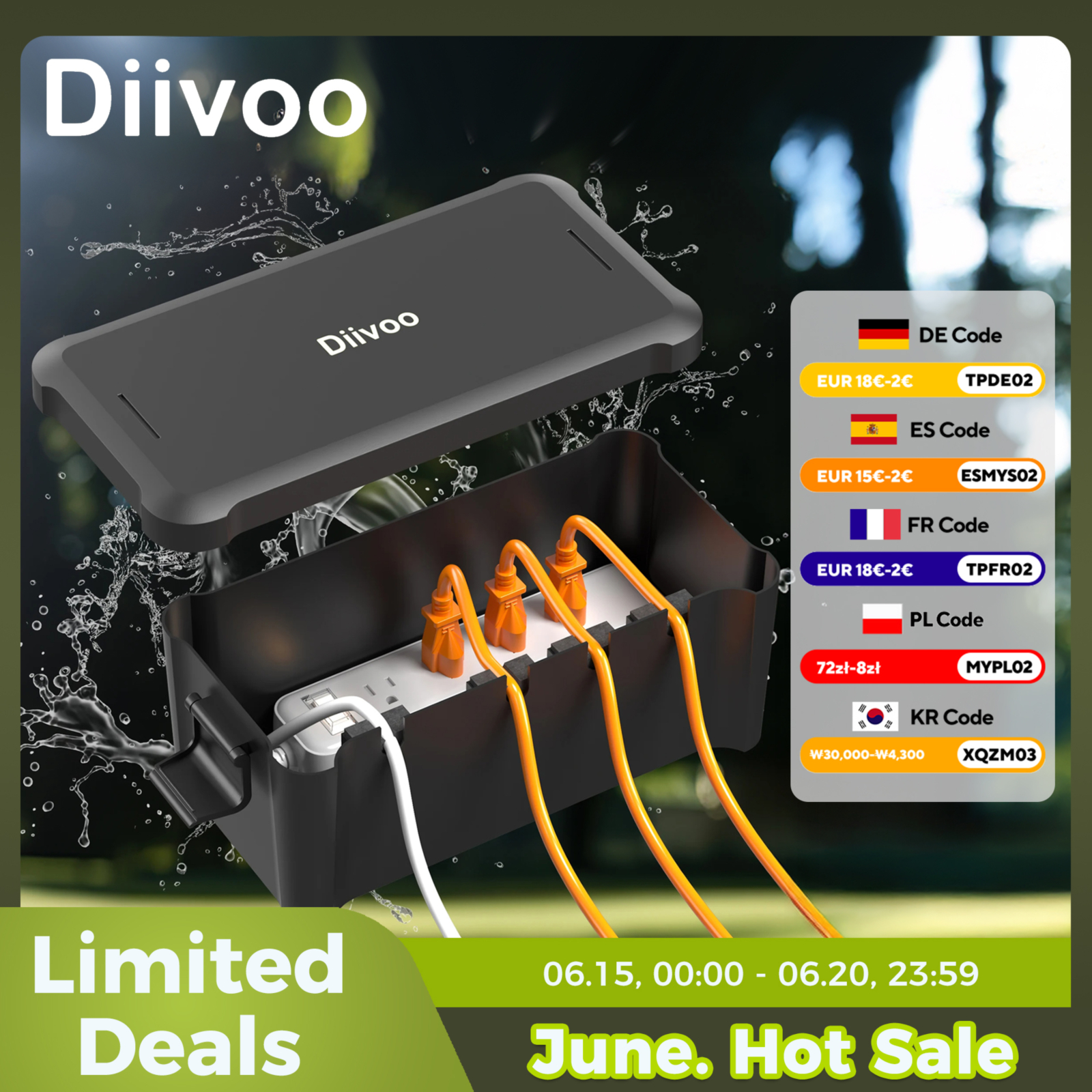 Diivoo Outdoor Waterproof Elec - Extension Cord Outdoor recensione e prezzo