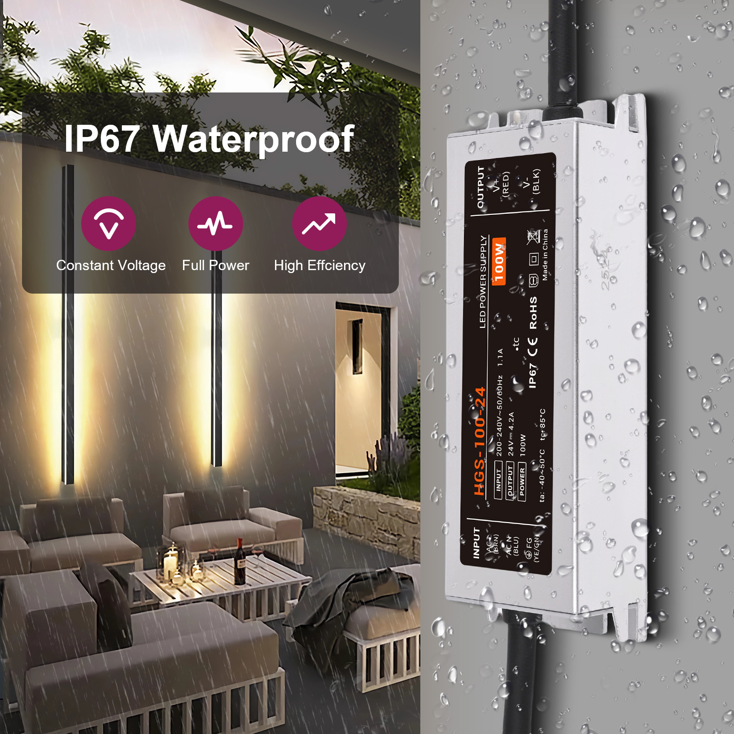 IP67 Waterproof LED Driver AC  - Outdoor Power Transformer recensione e prezzo